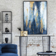 Blue Distressed Foiled Framed Canvas 